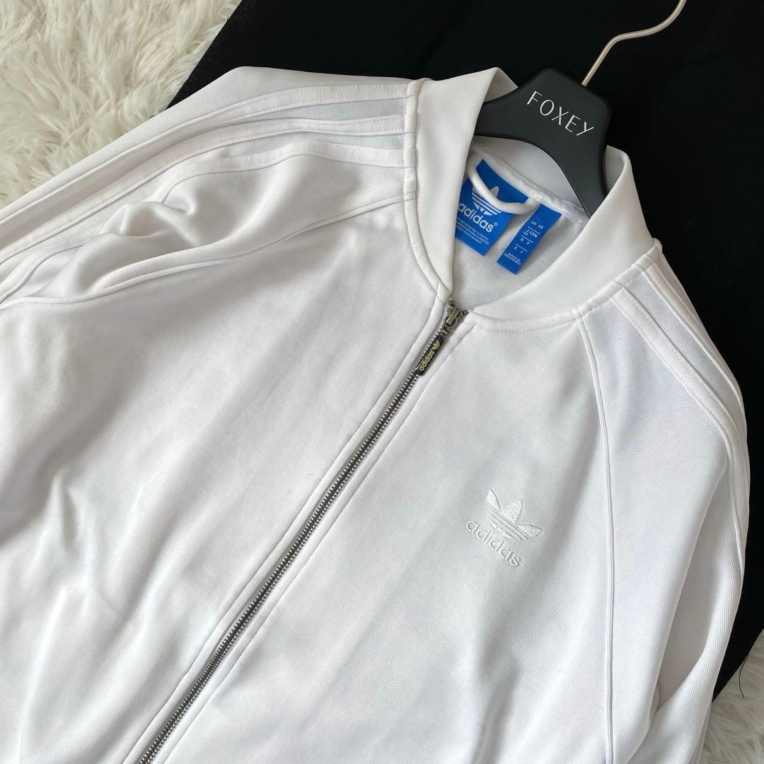 希少・美品✨adidas オールホワイト　トラックジャケット　トレフォイルロゴ