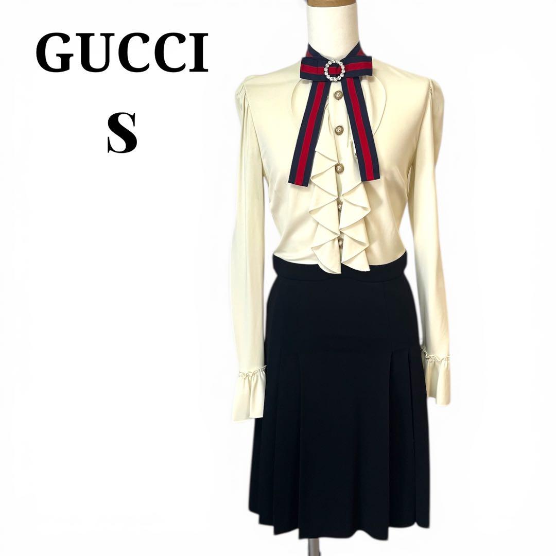GUCCI ミケーレ期 ボウタイフリルワンピース 長袖 クリーニング済 S