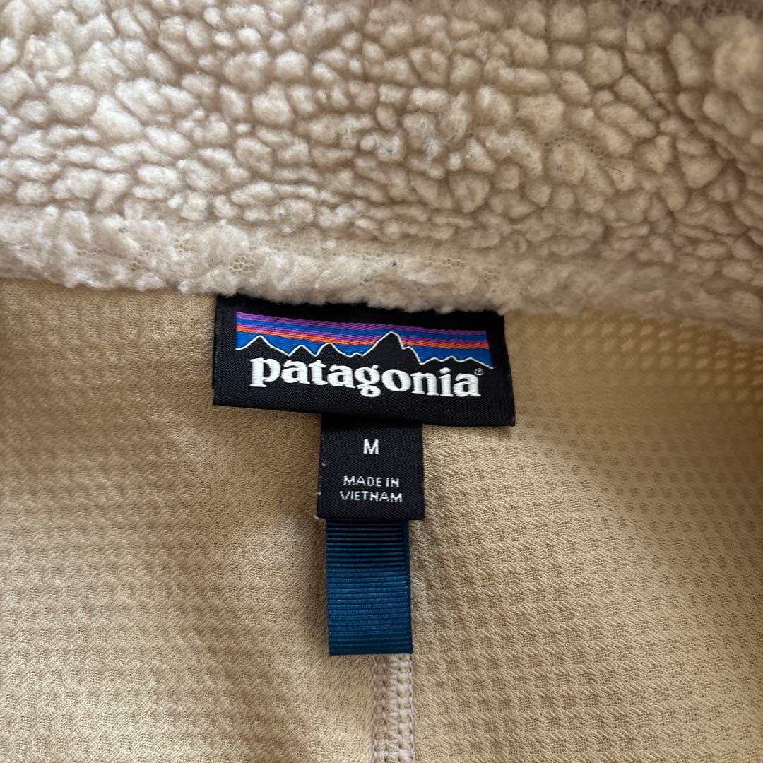美品【patagonia 】フリースベスト M クリーム/ネイビー