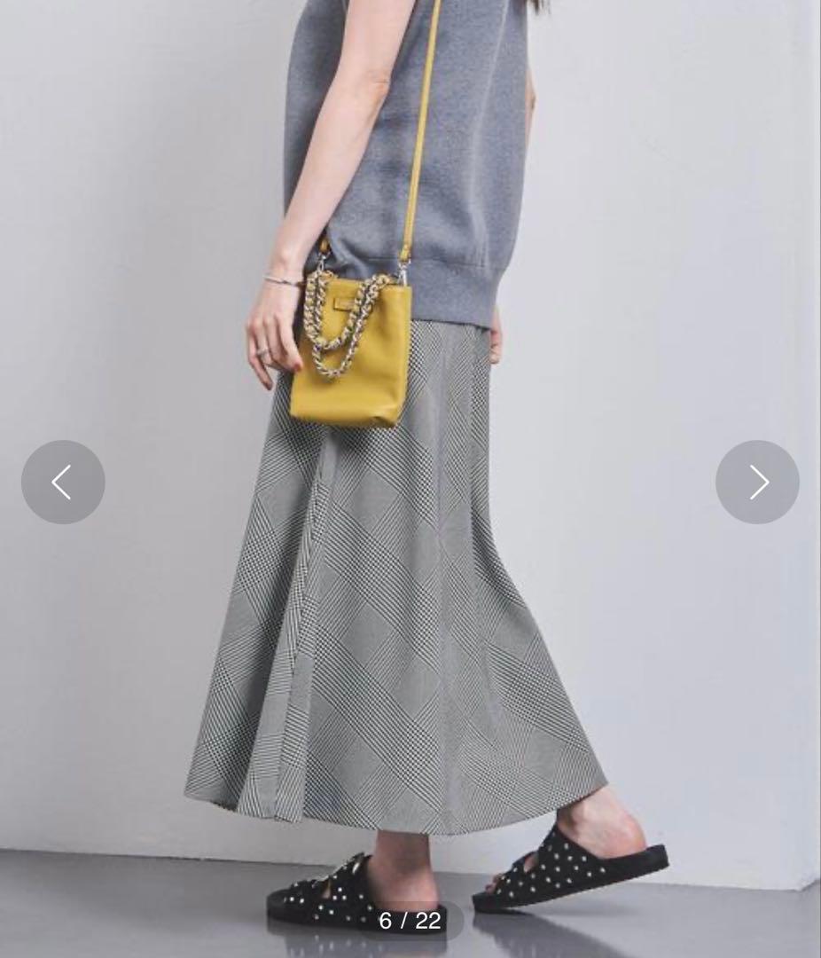 火花様**UNITED ARROWS フレアマキシスカート グレー チェック