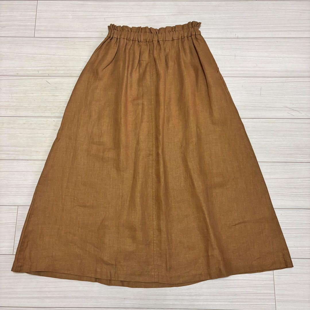 美品 LOISIR ロワズィール 麻 リネン ツイル ベイカー ロング スカート