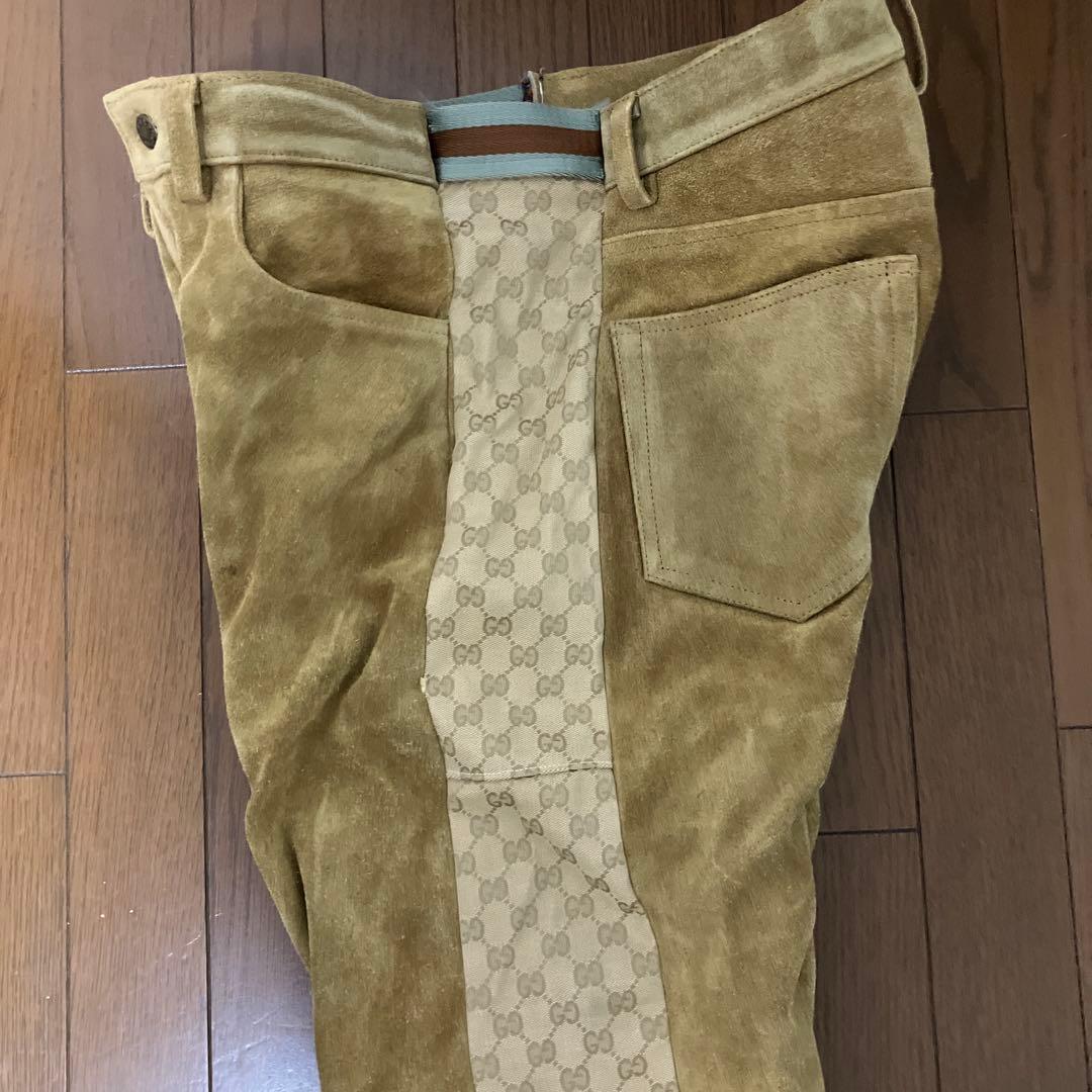 く*ろ様 gucciカスタム　再構築スウェードパンツ W38 グッチ