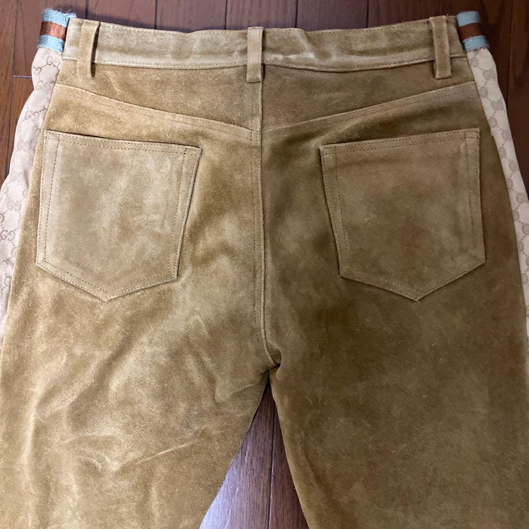 く*ろ様 gucciカスタム　再構築スウェードパンツ W38 グッチ
