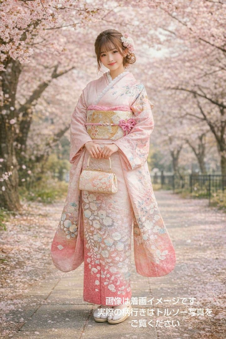 振袖フルセット　辻が花絞り　作家物　ピンク　豪華古典　正絹　成人式