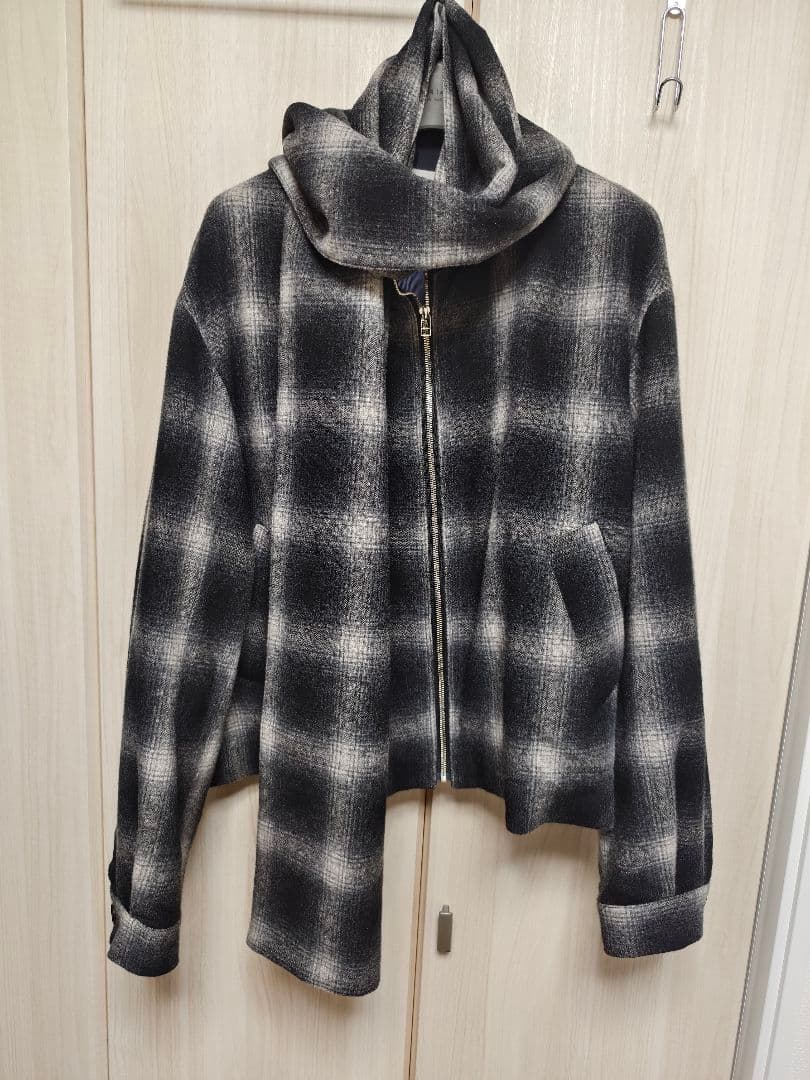 ジャケット・アウター soe Ombre Check Short Jacket with Scarf
