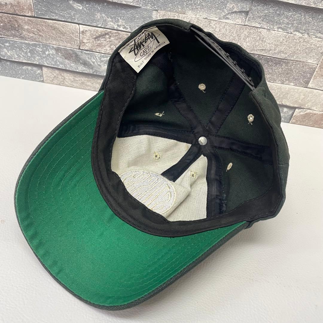 へ*へ様 STUSSY ダークグリーン 刺繍ロゴキャップ