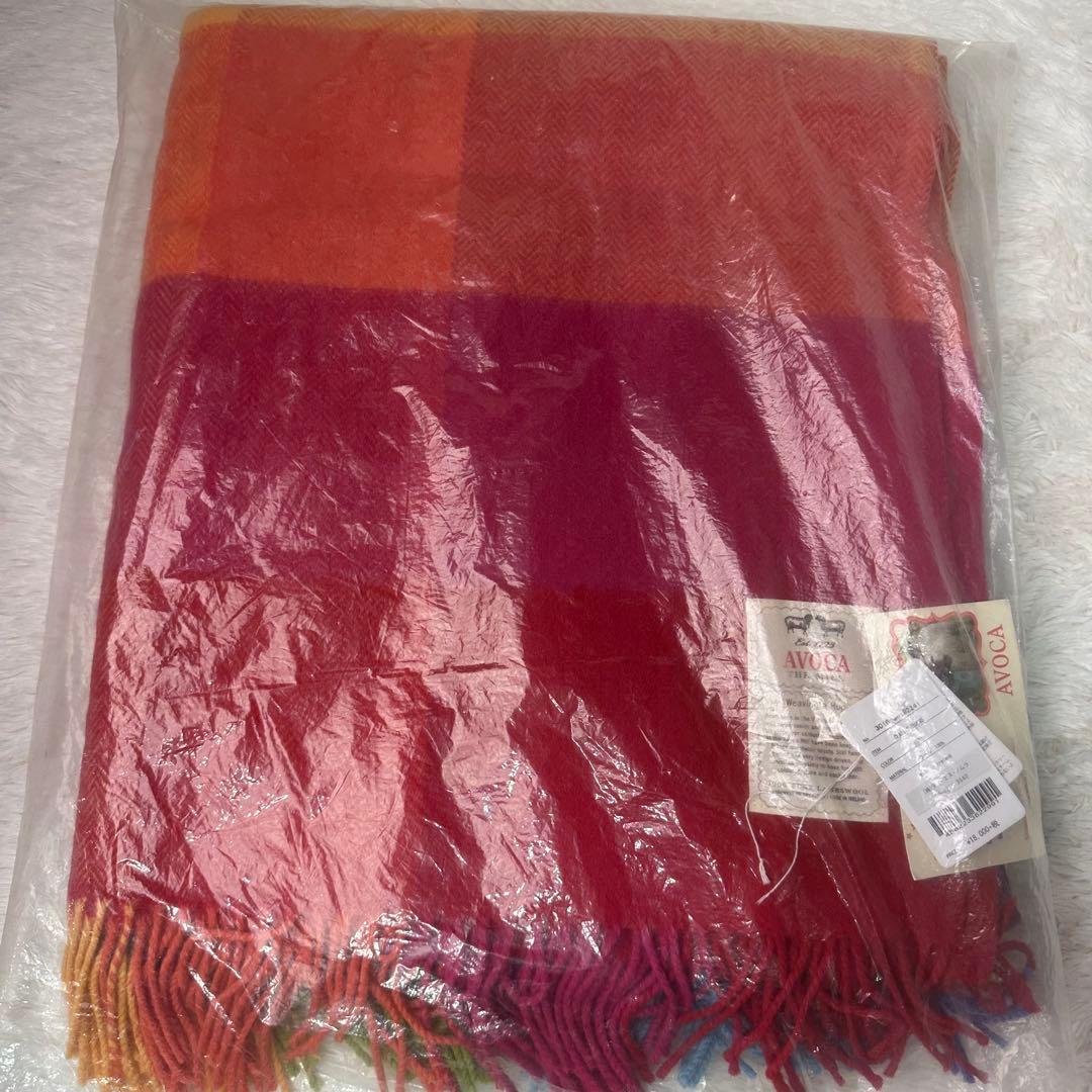 新品【AVOCA】アイルランド製 ウール カラフル チェック マフラー