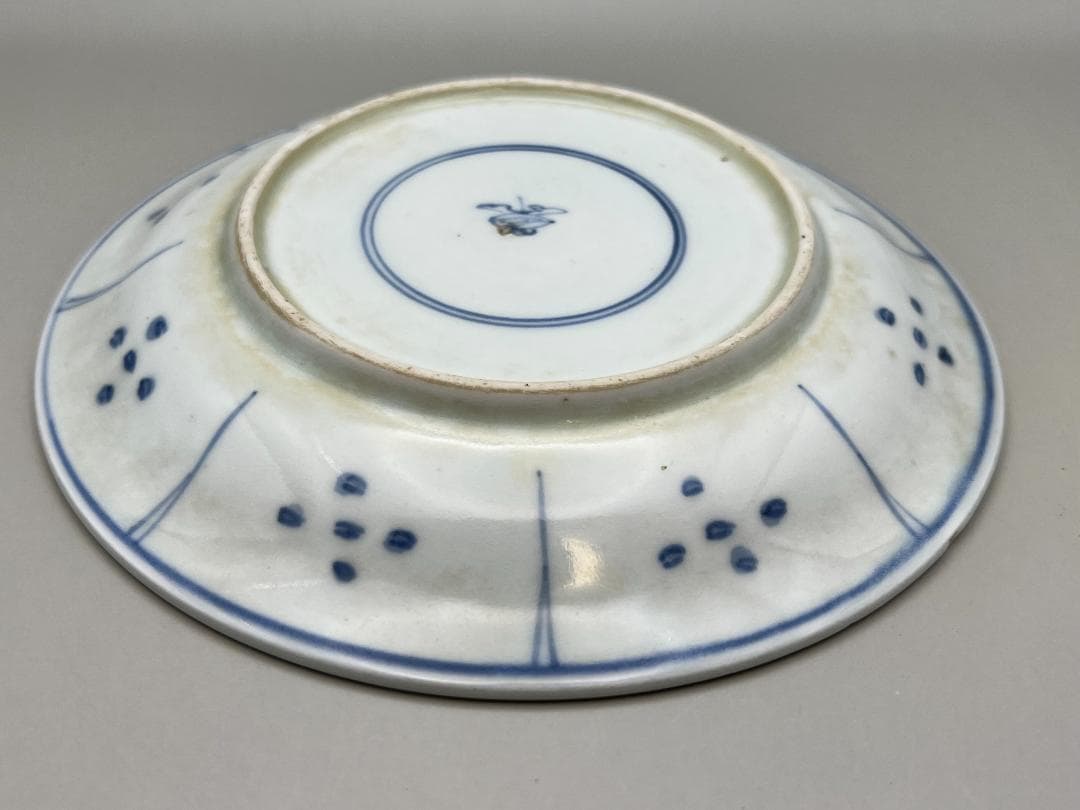 【海】古染付　清時代　雲龍文中皿　在銘　骨董品 時代品