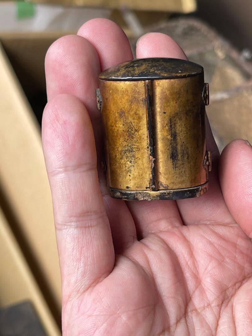 木製の工芸置物 2点セット エン筒形