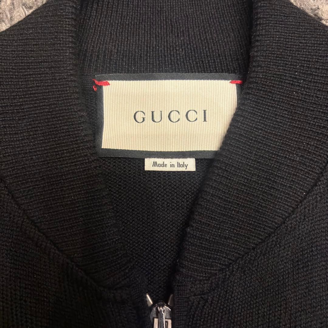 GUCCI ウール ジップ セーター クレスト刺繍