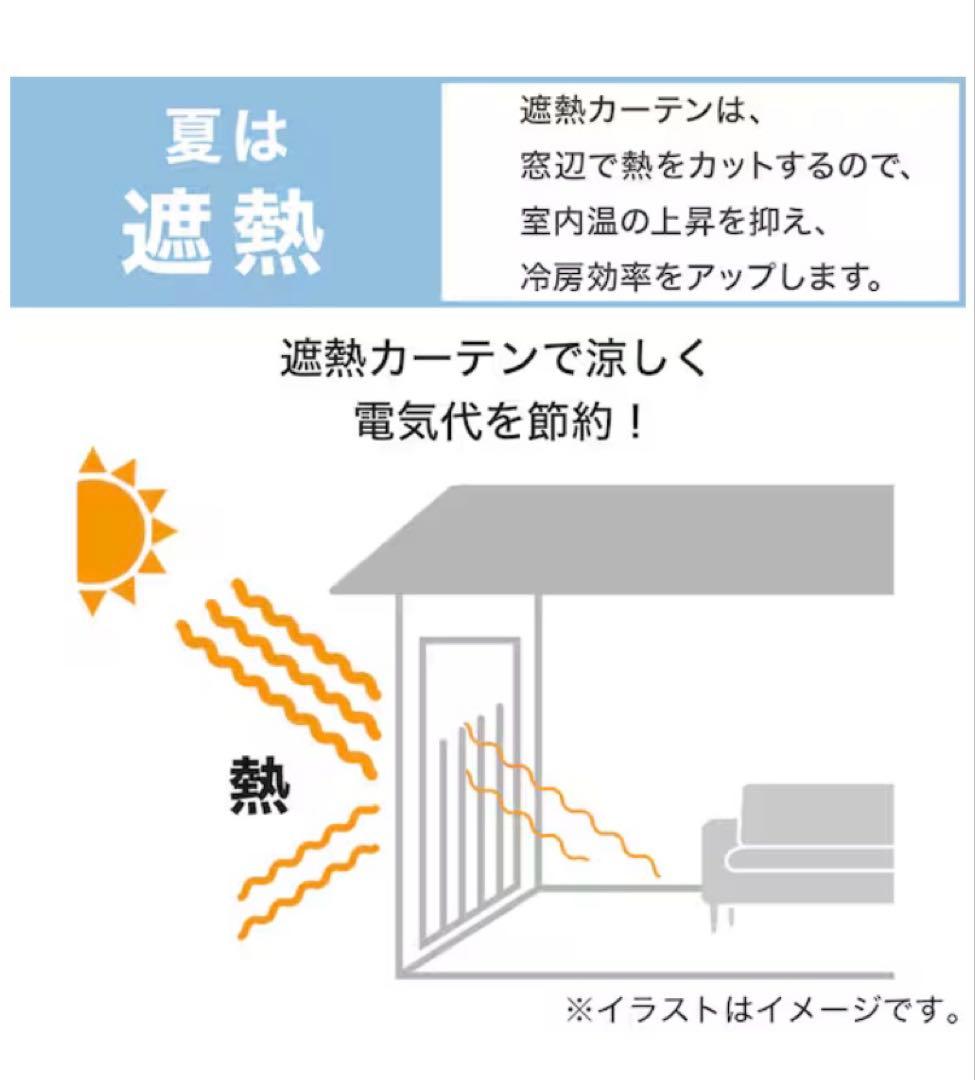 ニトリ　遮光1級・遮熱カーテン（無地・アイボリー）100×230×2