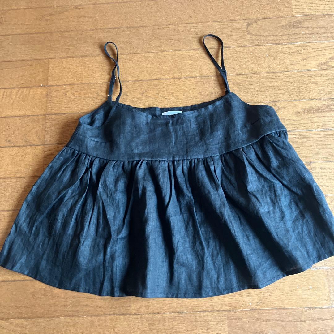 Hagumu キャミブラウス新品タグ付き黒フリーサイズ麻100%
