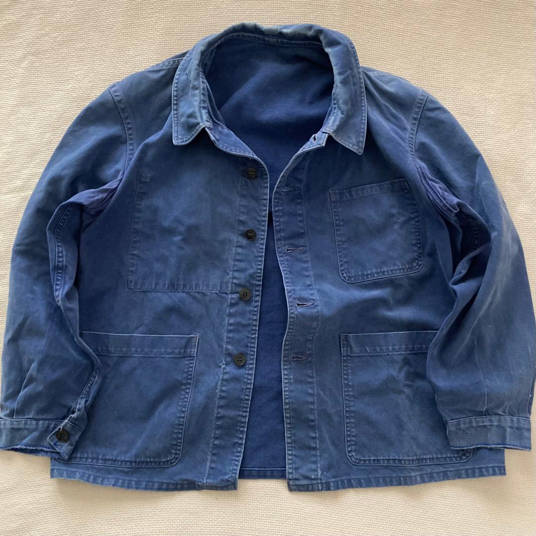 50s ユーロ フレンチ ワーク ジャケット モールスキン ビンテージ レア