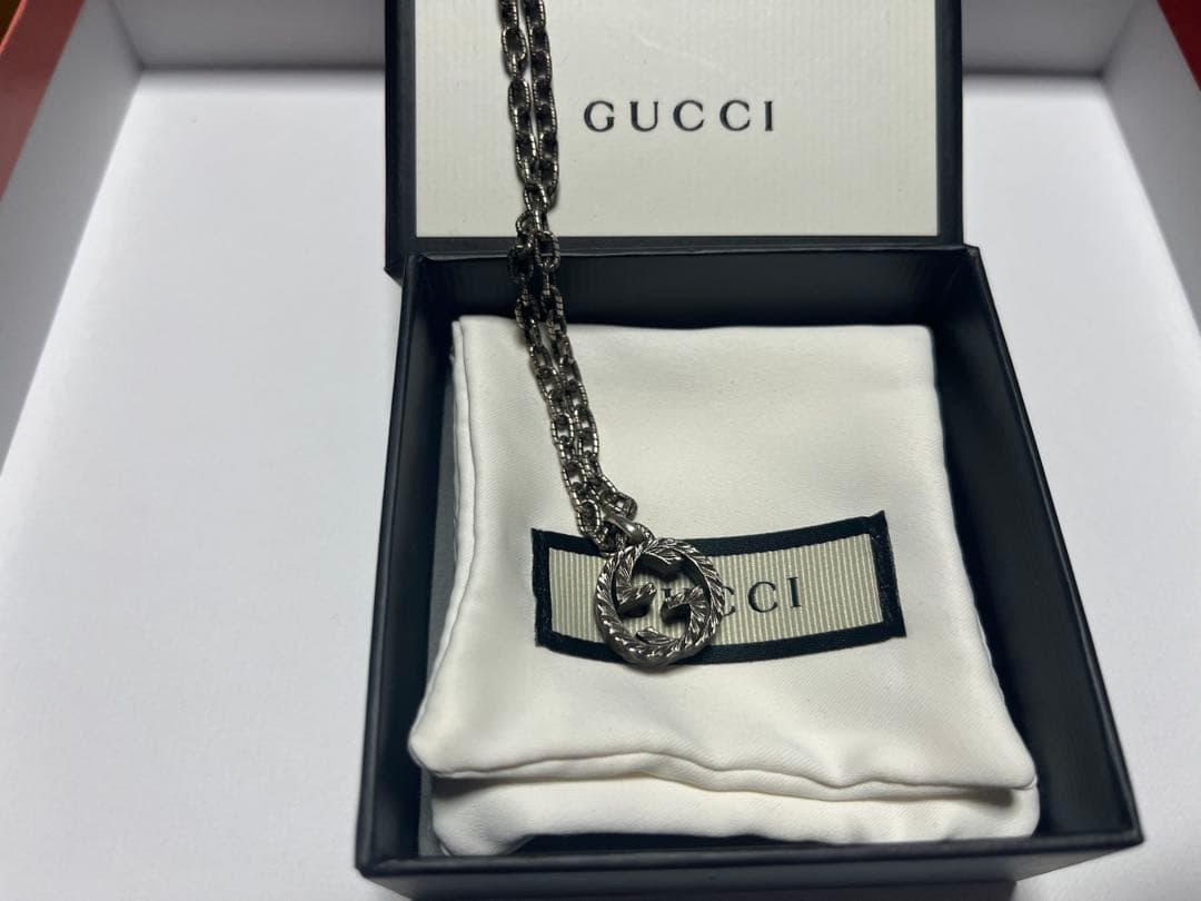 GUCCI グッチ　インターロッキングG シルバーネックレス 箱・冊子付き