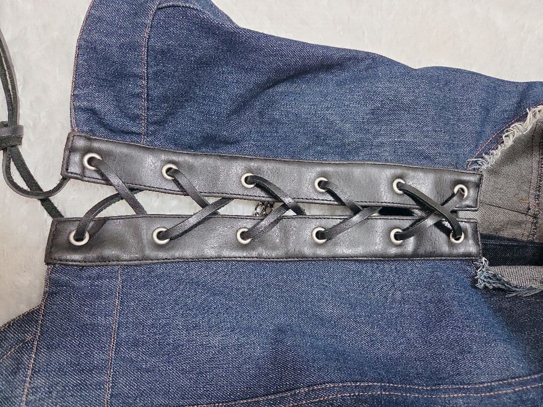 カドヤ KADOYA　デニム　ベスト編み上げ　ハーレーダビットソン　2XL