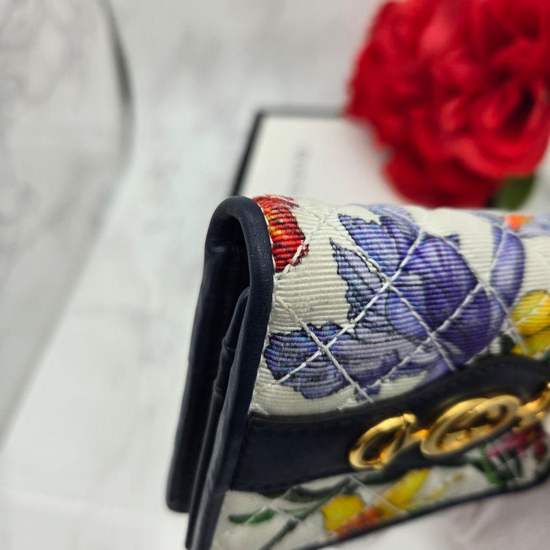 【希少】 GUCCI グッチ 折り財布 財布 ズゥミ フローラ 花 キルティング