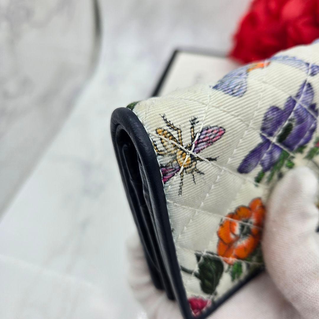 【希少】 GUCCI グッチ 折り財布 財布 ズゥミ フローラ 花 キルティング