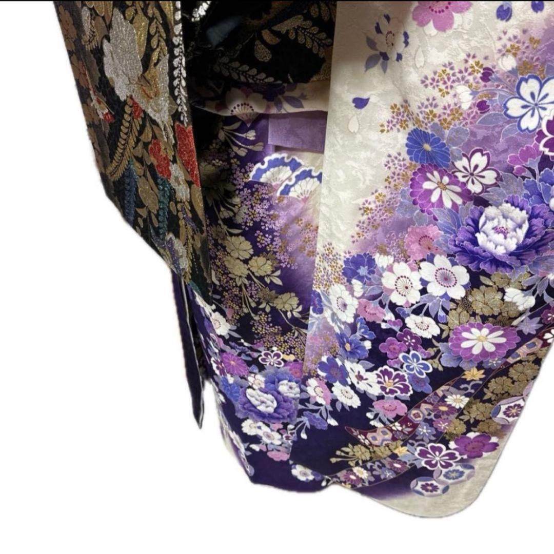 白地に華やか花模様♡振袖フルセット　成人式前撮り