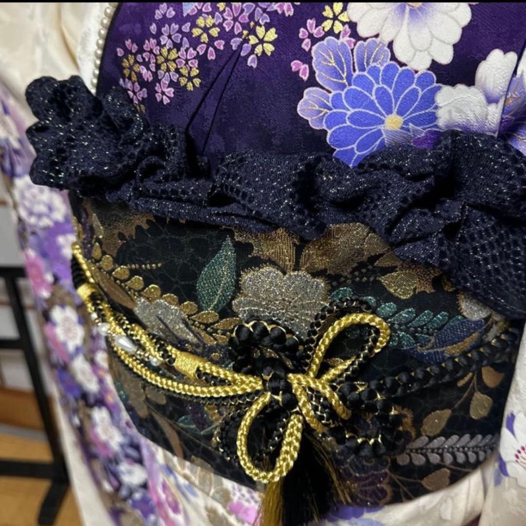 白地に華やか花模様♡振袖フルセット　成人式前撮り
