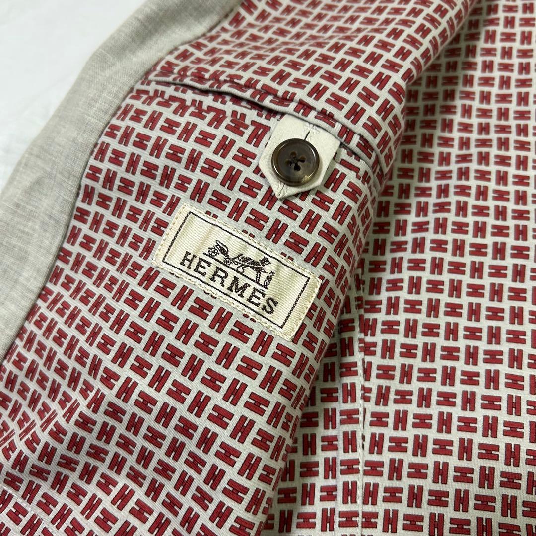 HERMES グレー 綿　テーラードジャケット