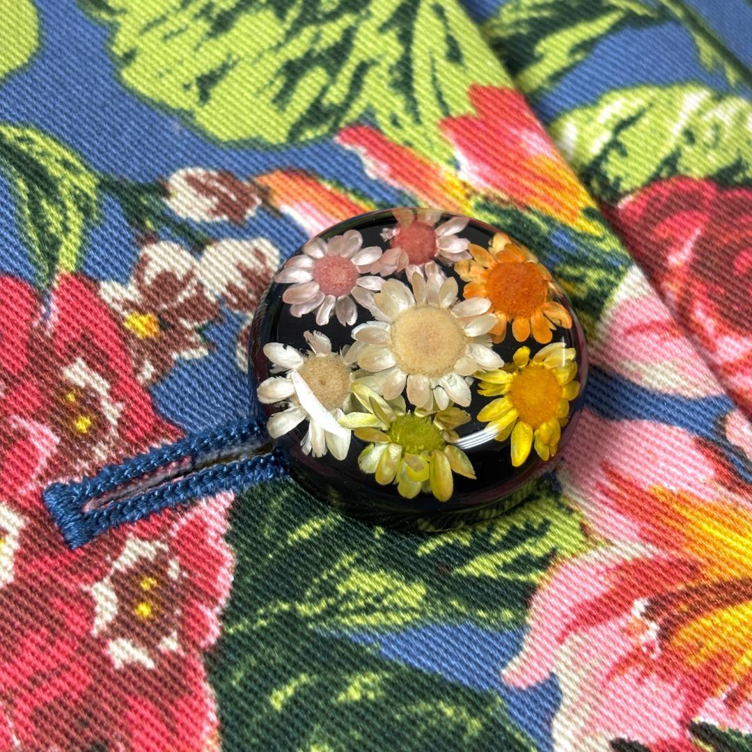 美品✨ ロイスクレヨン M スプリングコート 花柄 刺繍 鳥 ベルト付 裏ドット