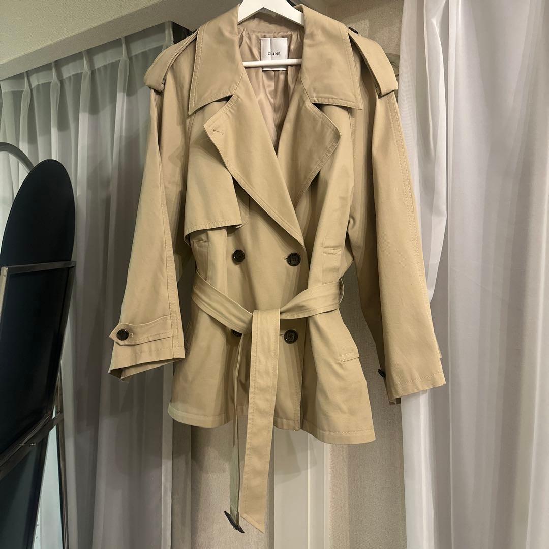 OVER SHORT TRENCH COAT トレンチ CLANE ベージュ