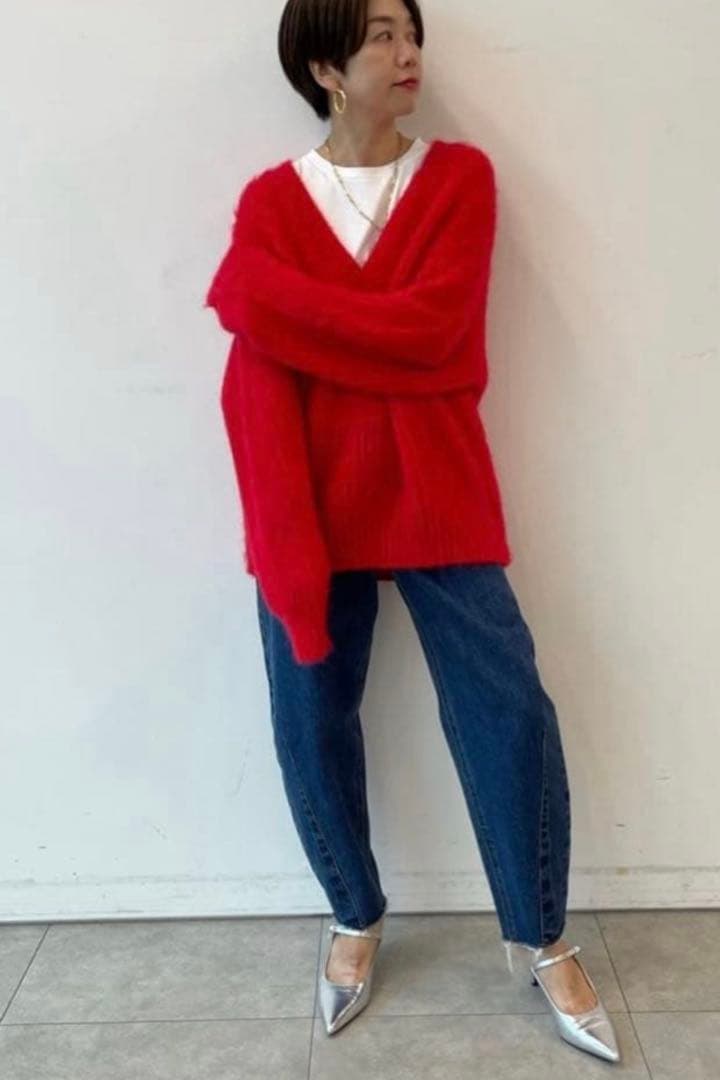 【美品】カデュネCADUNE カーヴィーデニムパンツ　38濃紺　神崎恵