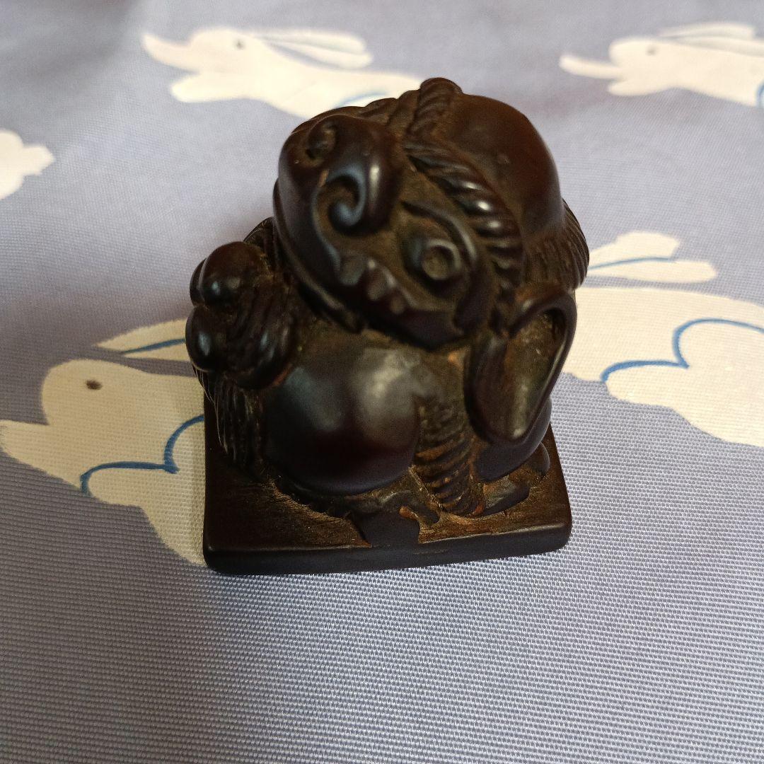 根付　木製獅子彫刻 　約6cm