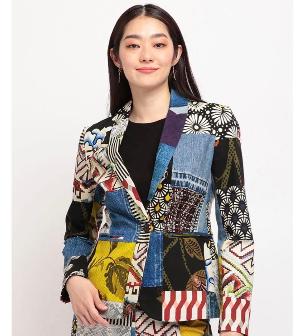 Desigual デシグアル デニムパッチワーク テーラードジャケット ブレザー