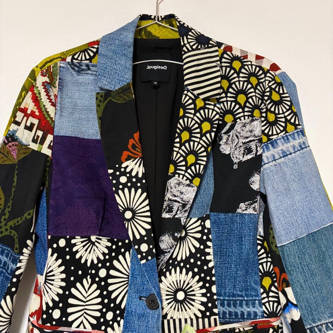 Desigual デシグアル デニムパッチワーク テーラードジャケット ブレザー