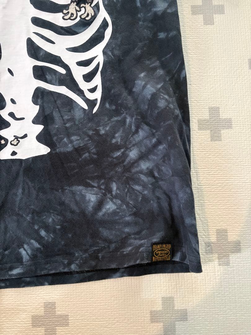 【美品】VANSON トムとジェリー コラボ Tシャツ 骨 スカル タイダイ L