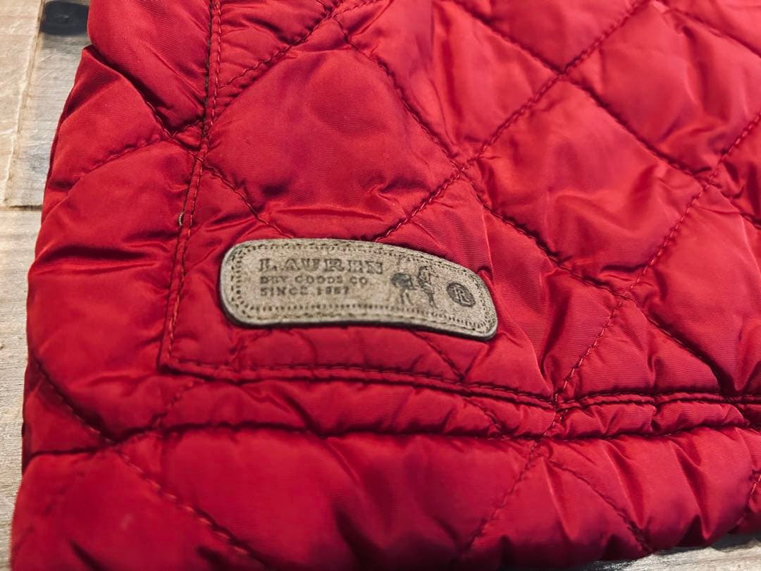 ベスト 古着 90s Lauren ローレン 赤 キルティング XL 極美品
