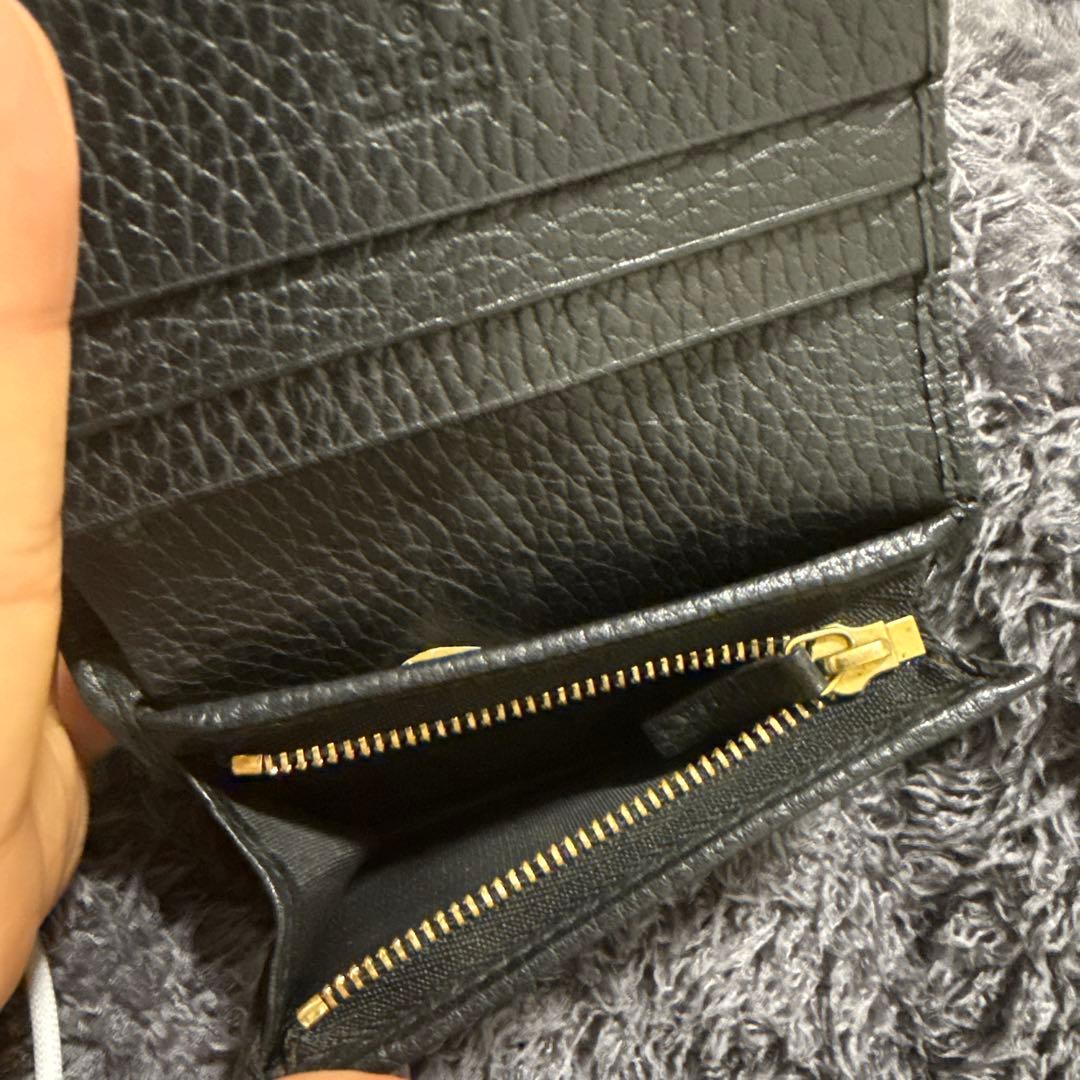 GUCCI グッチ ブラックレザー 二つ折り財布