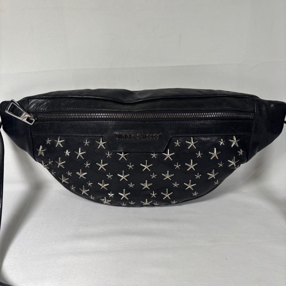 JIMMY CHOO ボディバッグ デリー スタースタッズ レザー ブラック