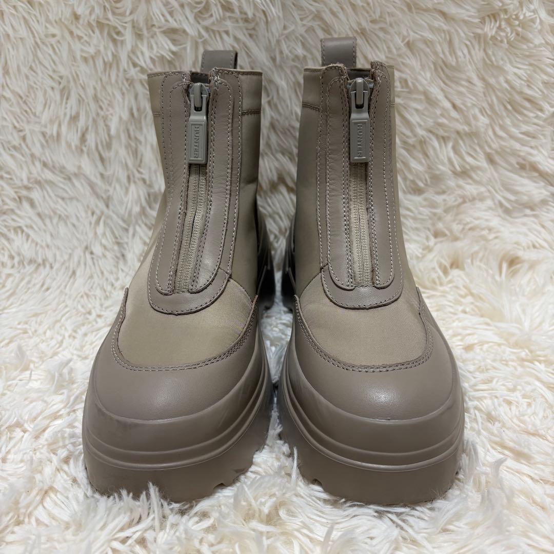 美品 HUNTER エクスプローラー アンクル ジップ フラットフォームブーツ
