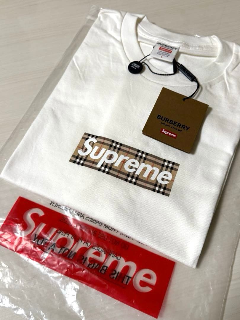 新品 Supreme × Burberry BOX logo Tシャツ L