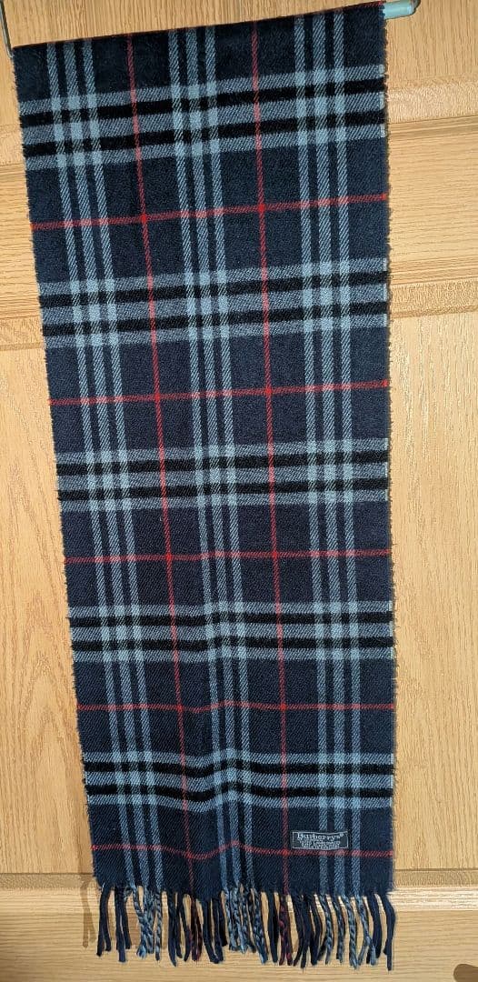 90's Burberry's チェック柄 マフラー ネイビー ENGLAND