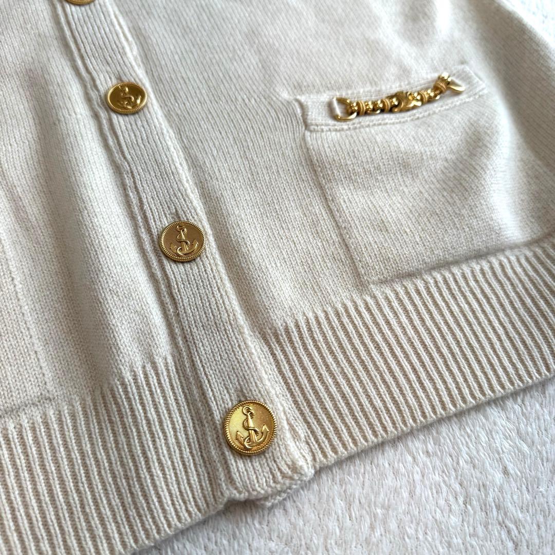 CELINE セリーヌ カシミヤ カーディガン トリオンフ 金ボタン アイボリー