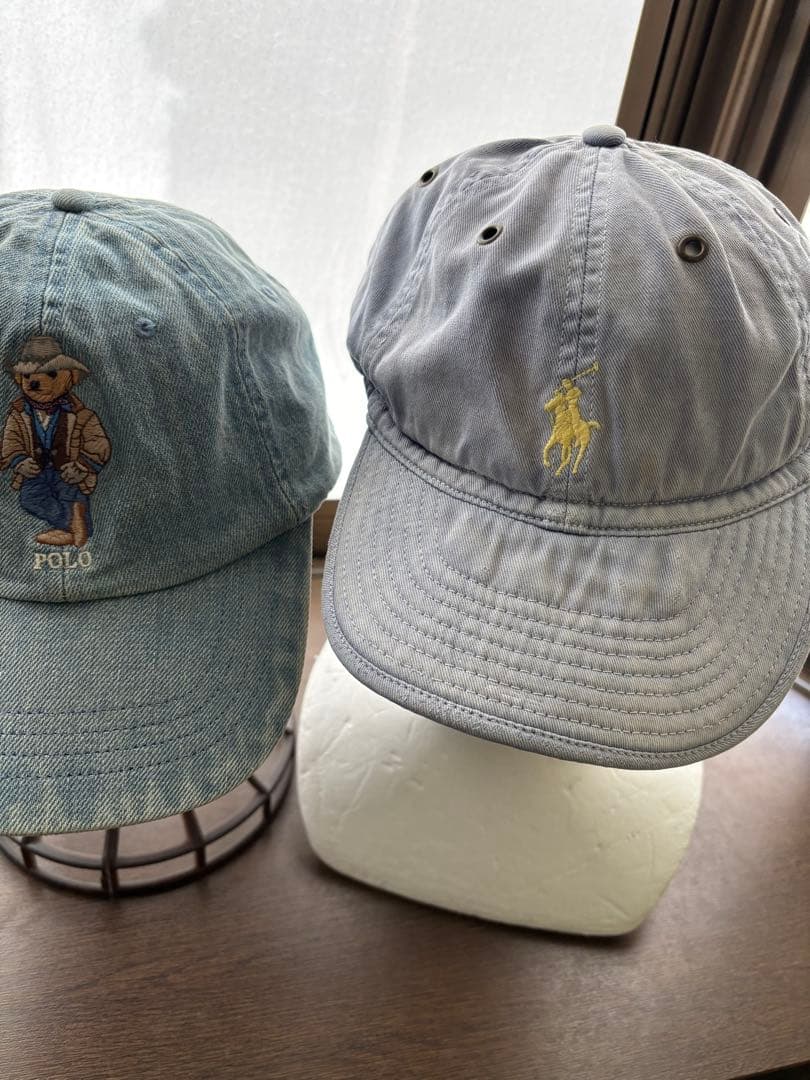 90's Polo Ralph Lauren キャップ フェード水色 /ポニー白