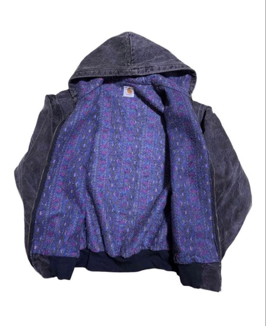 希少 Carhartt 墨黒 アクティブジャケット ブラックデニム JB6865