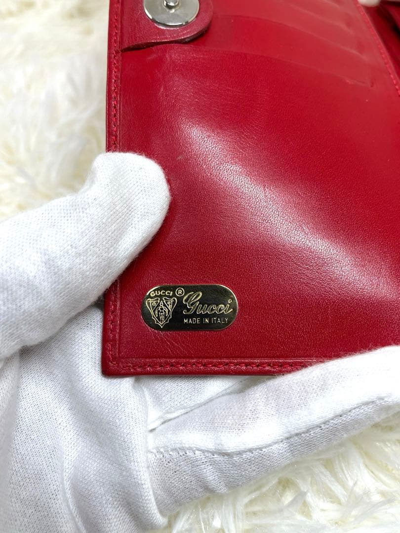 ✨極美品✨ グッチ　GUCCI 二つ折り財布 レザー GG ワインレッド
