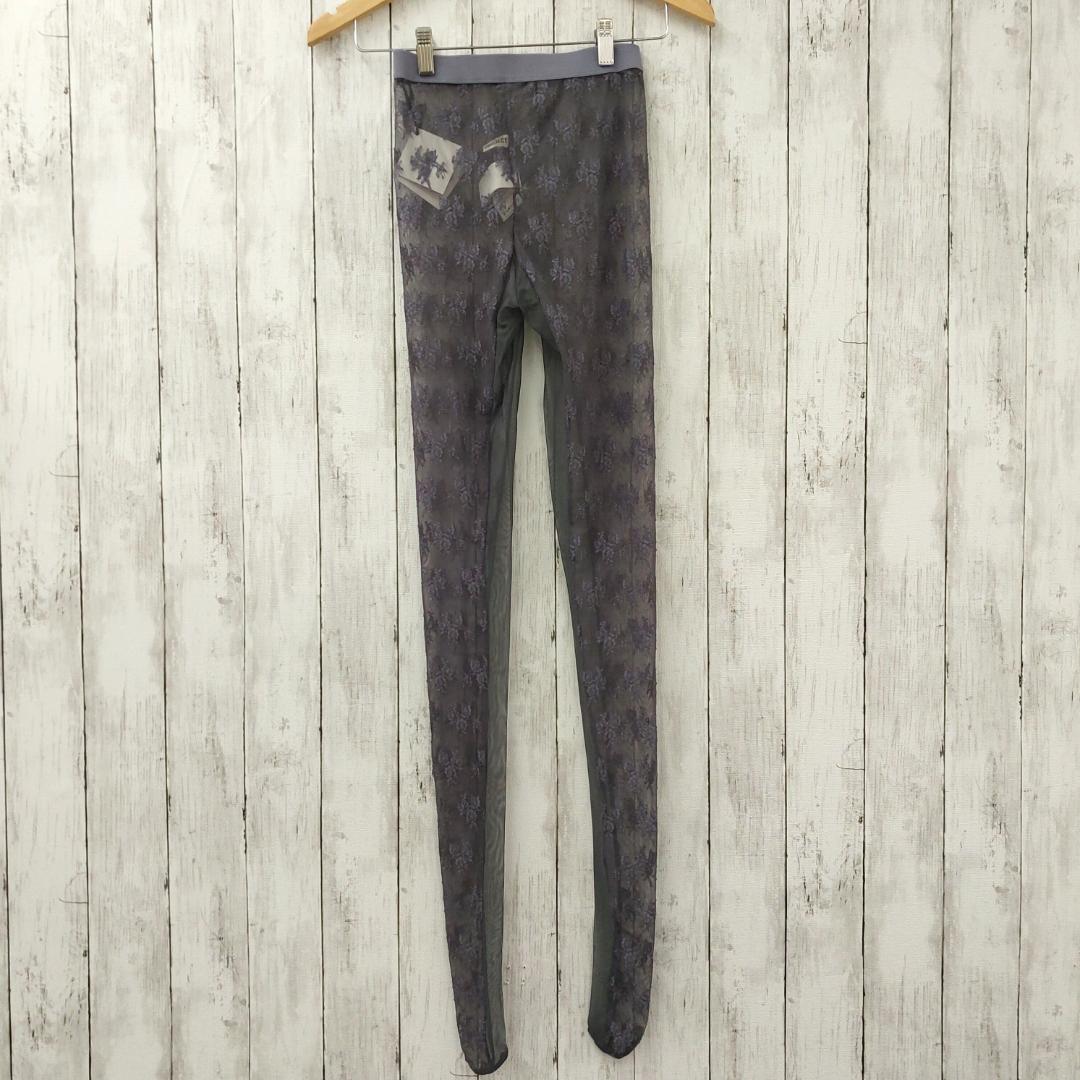 新品【 PRANK PROJECT 】フラワーモチーフレースタイツ グレー S