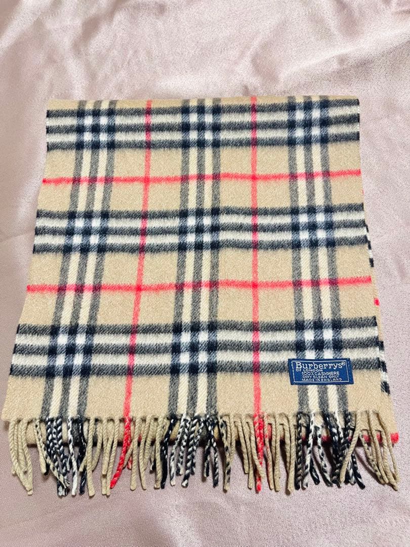 BURBERRY カシミヤ100% チェック柄マフラー英国製