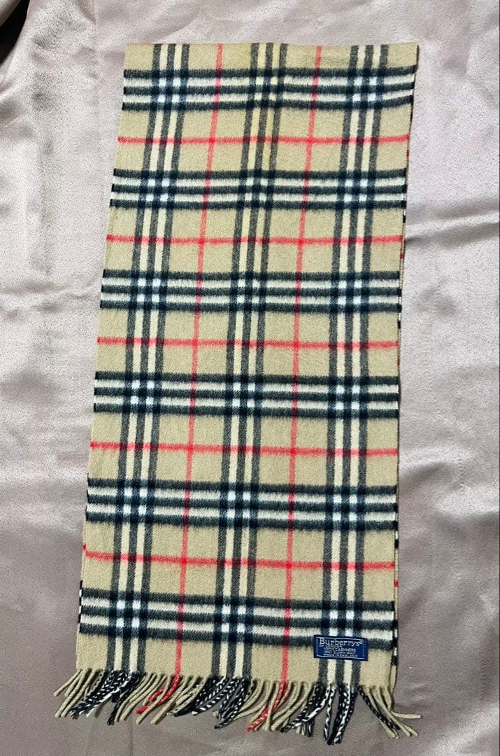 BURBERRY カシミヤ100% チェック柄マフラー英国製