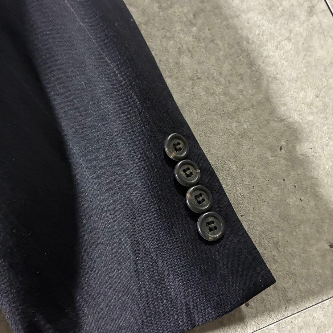 80s Ralph Laurenストライプテーラードジャケットダークネイビー