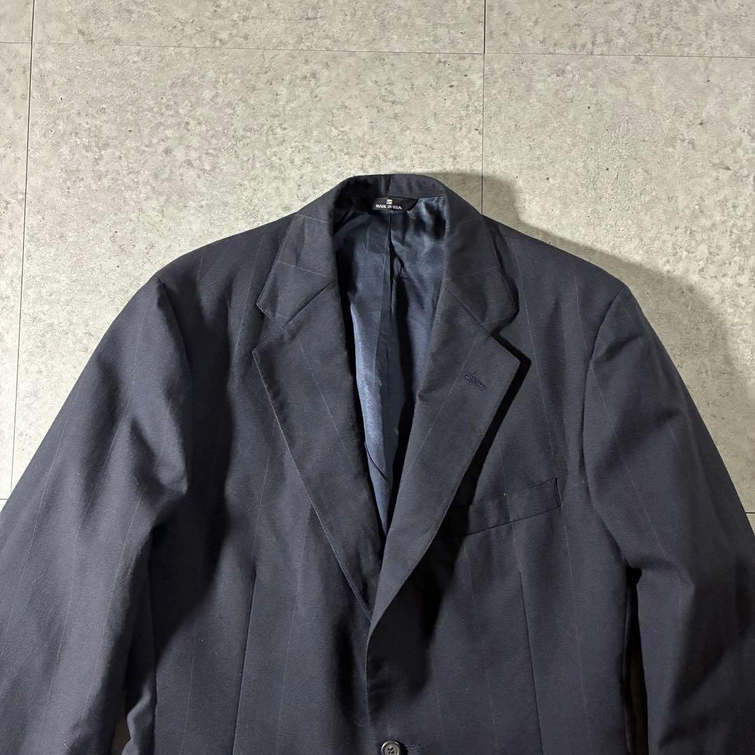 80s Ralph Laurenストライプテーラードジャケットダークネイビー