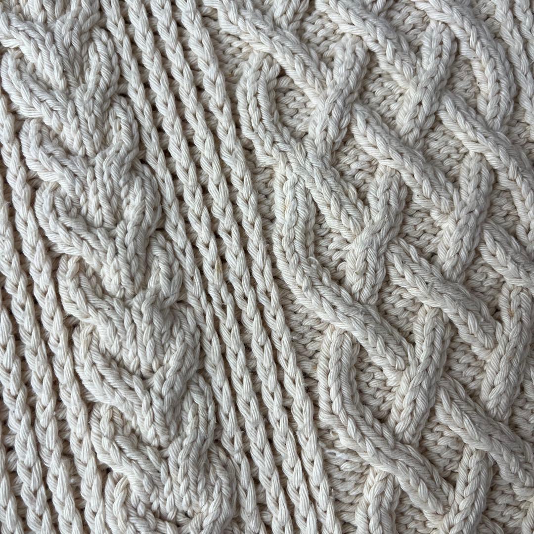 INVERALLAN ケーブル編みコットンニットベスト 手編み　ハンドメイド