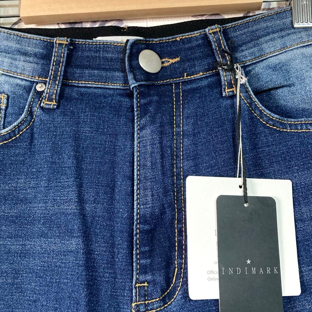 【新品】インディマーク ハイウエスト ワイドパンツ ベーシックブルー S