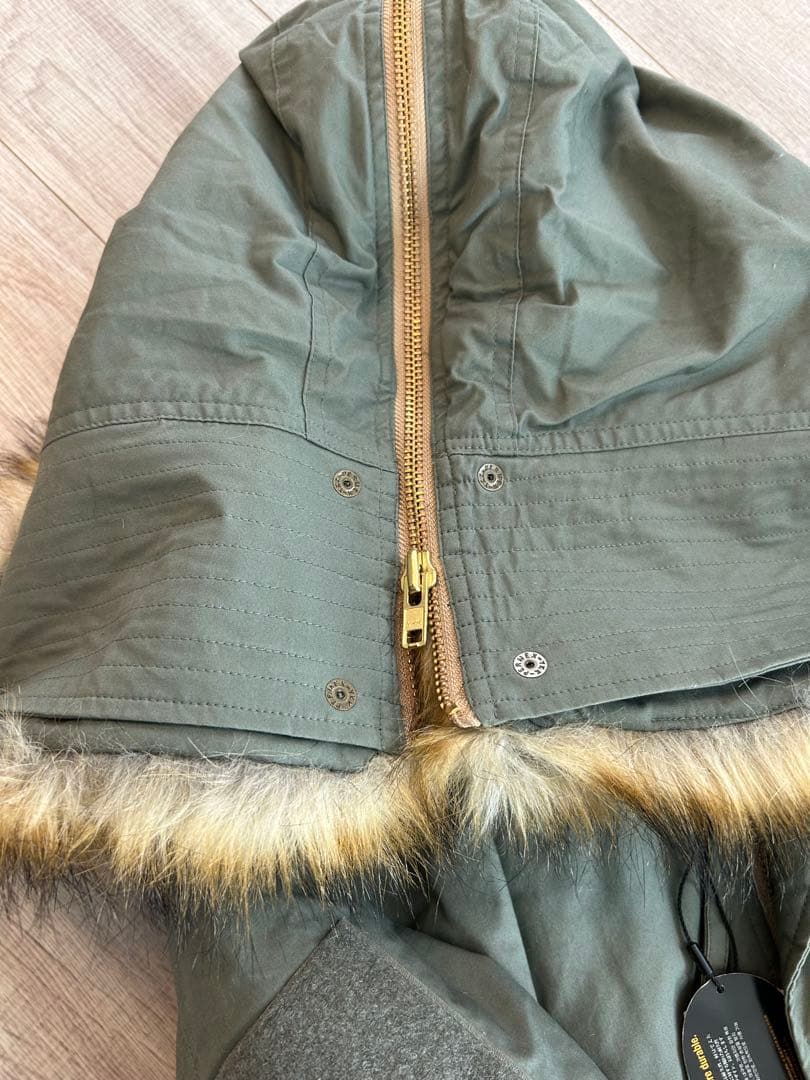 moussy オリーブグリーン ファー付きモッズコート