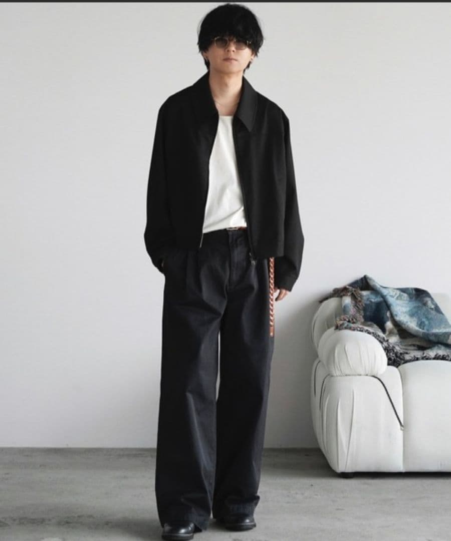 WYM　TECH WOOL GABARDINE ZIP BLOUSO Sブラック